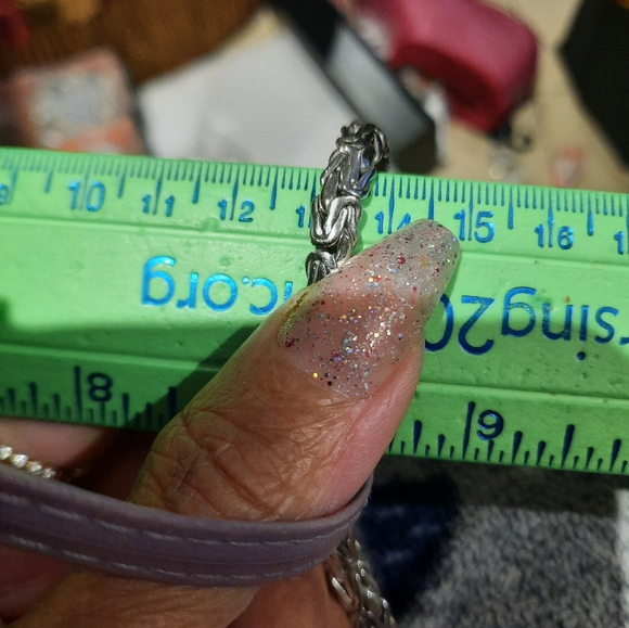 New AUTHENTIC GENUINE PLATINUM STERLING SILVER CHUNKY WIDE BYZANTINE CHAIN 16.75 - Picture 7 of 10